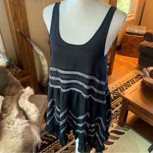 Intimately Free People Tank Tunic Dress Lace Polkadots black and purple